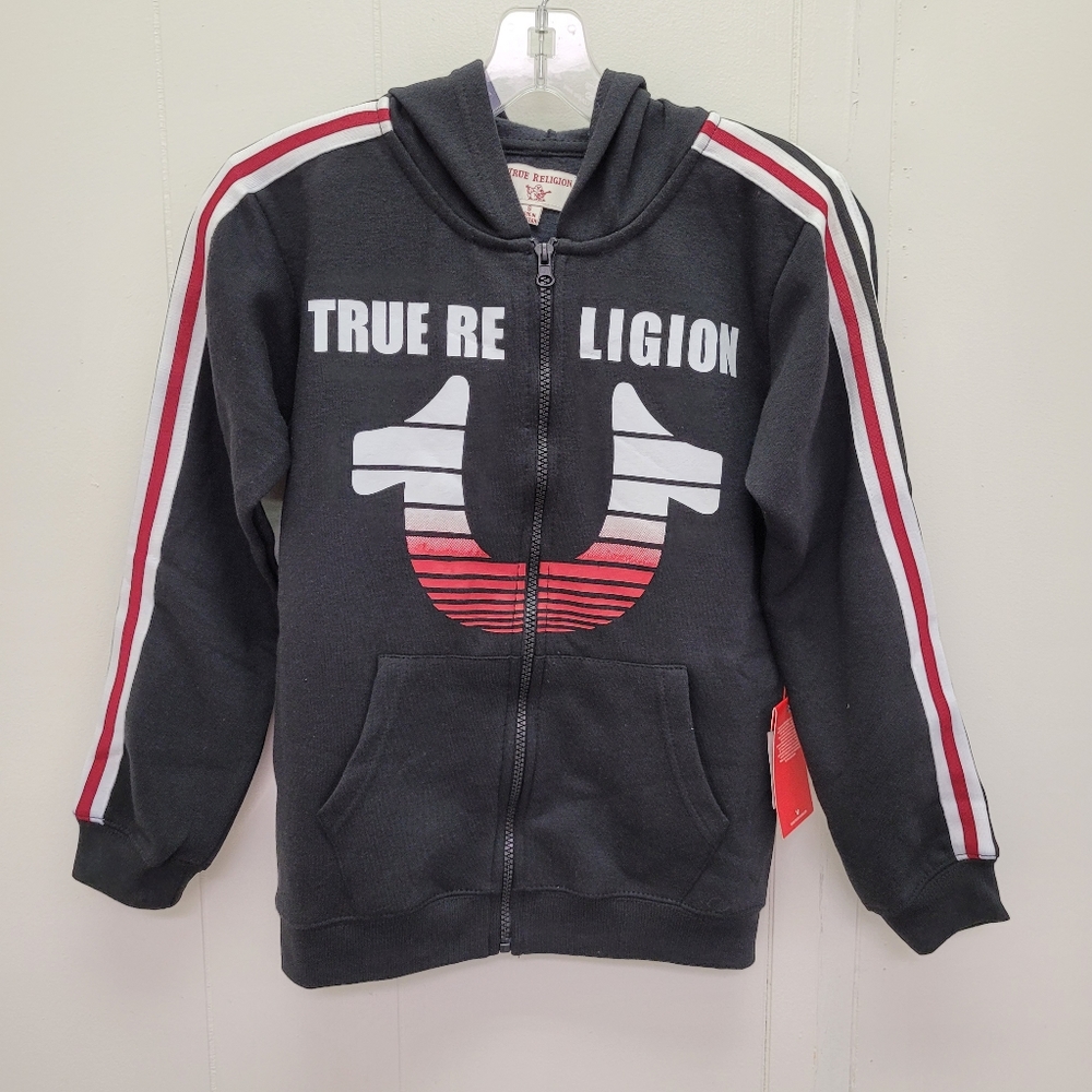 True Religion Striking Gradient Logo Sporty Zip Front Hoodie